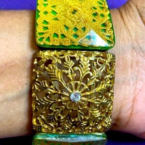 Vintage Green Stone and Green Lucite Bracelet